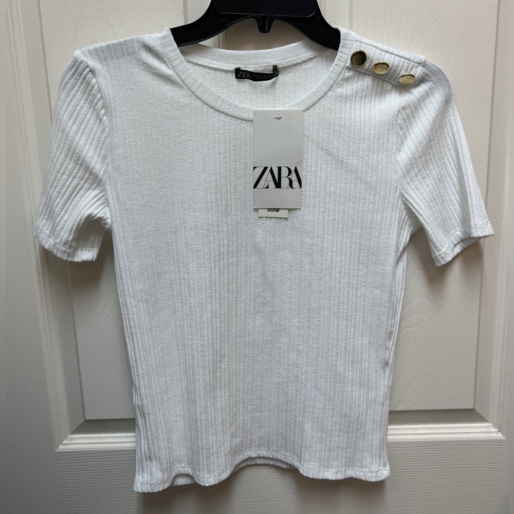 🤍 NWT! ZARA Ribbed White Top